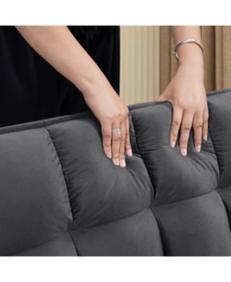 3-in-1 Foldable Velvet Sofa Bed w/ Storage & USB - Dark Grey