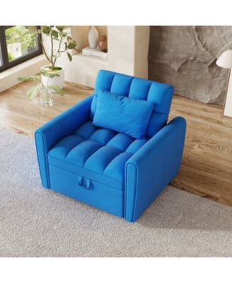 Foldable Velvet Sofa Bed with Adjustable Backrest