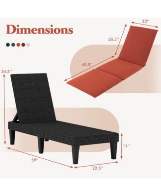 Patio Lounge Chair Recliner Chair with 3-Position Adjustable Backrest & Cushion