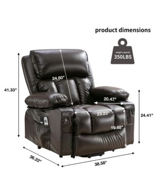 Power Electric massage lift lounge chair, suitable for the elderly, with heating and vibration functions,Fleece leather with USB, can be used for lying down. BROWN