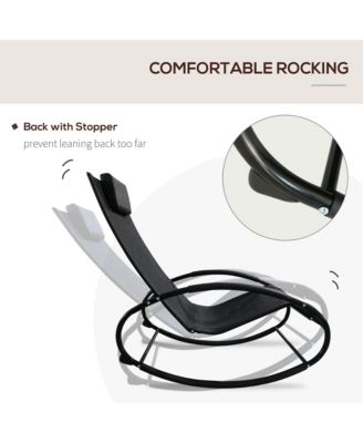 Pool Lounger, Outdoor Rocking Lounge Chair for Sunbathing, Pool, Beach, Porch with Pillow & Cool Mesh, Sun Tanning Rocker, Black