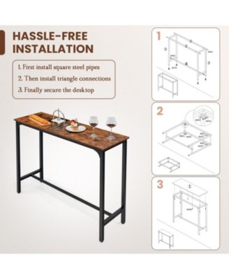 48 Inch Industrial Pub Dining Table with Steel Frame