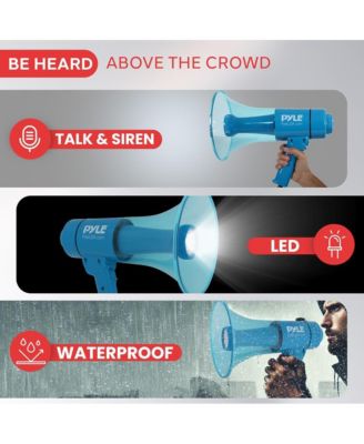 Waterproof Megaphone - Water Resistant PA Bullhorn Speaker with Siren and Built-in LED Light