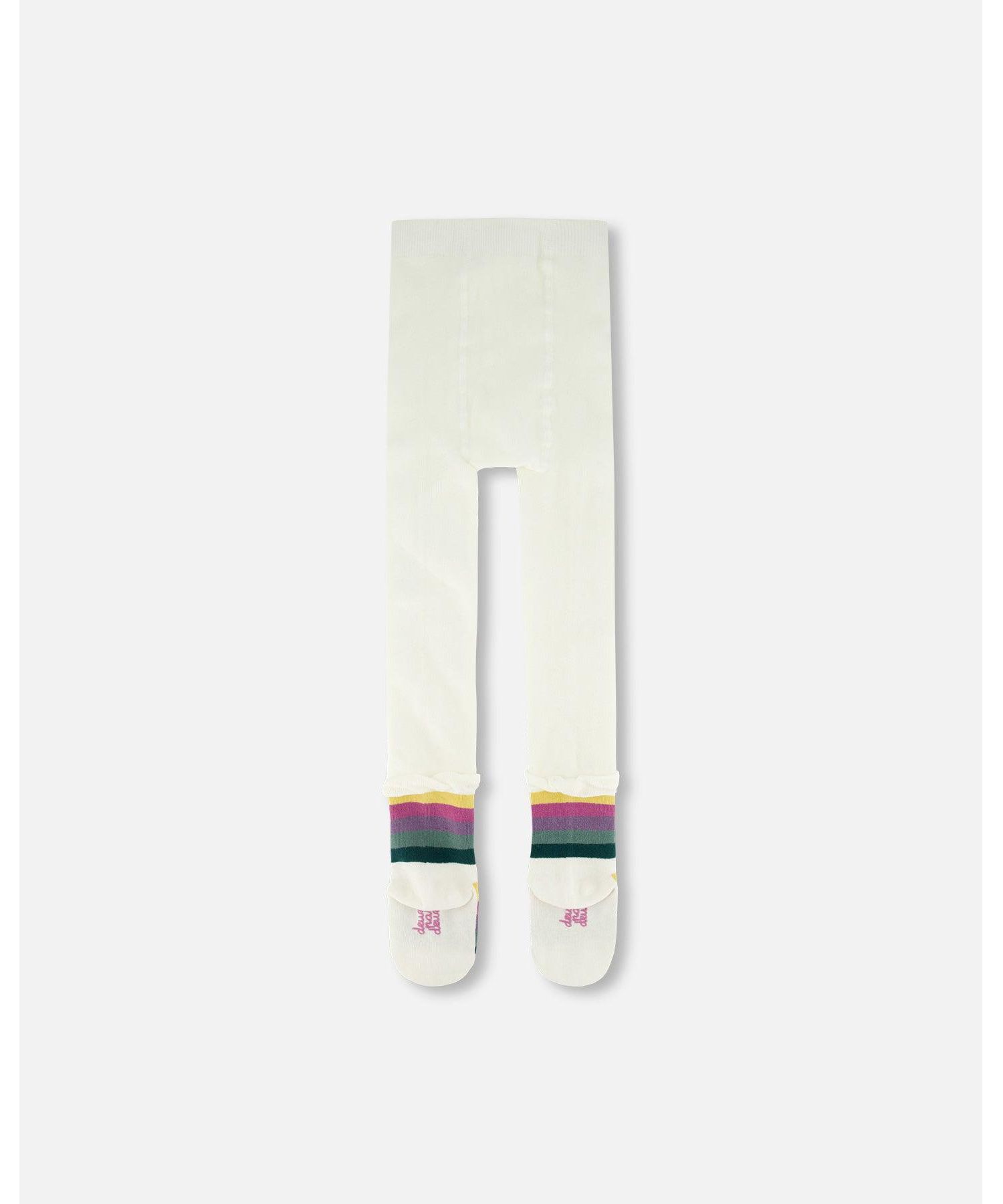 Baby Girls Striped Footed Knit Tights Off-White