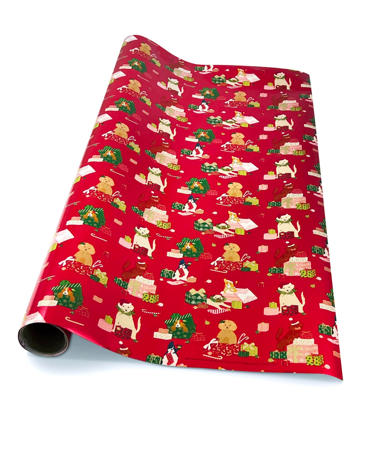 Punch Studio Holiday Party Pets Holiday Gift Wrap, 30" X 120" In Multi