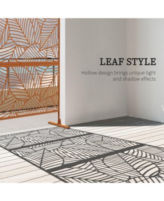 Metal Privacy Screen 6.5' Outdoor Divider Leaf Motif,