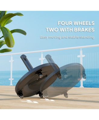 Round Patio Umbrella Base with Wheels, 46 lbs Resin Umbrella Sd