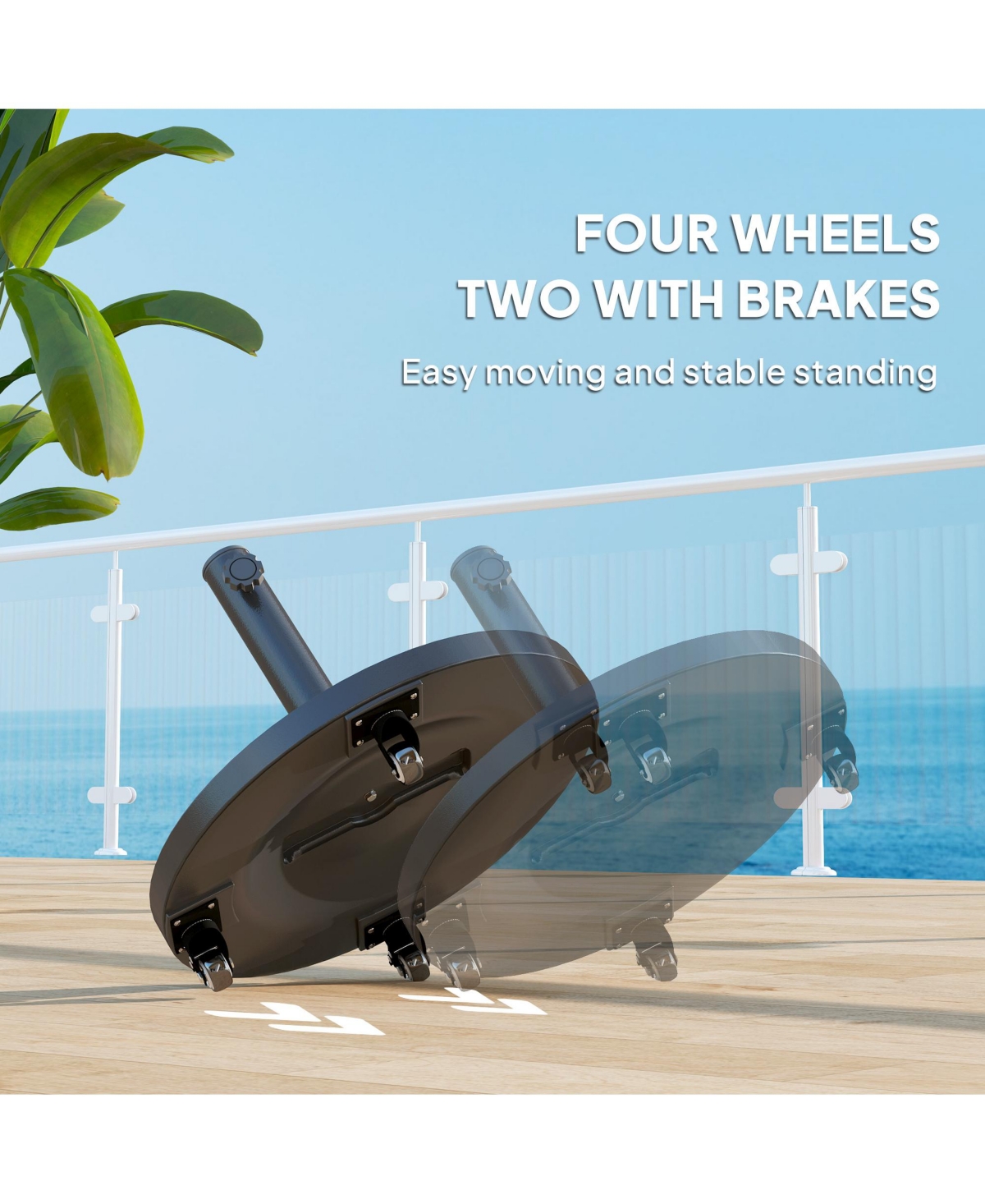 Outsunny Round Patio Umbrella Base with Wheels