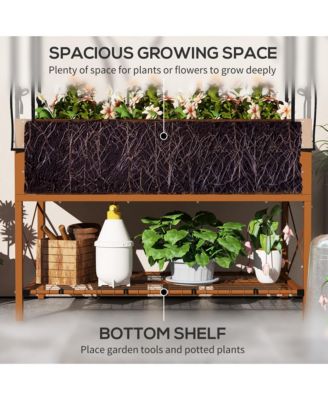 Metal Raised Garden Bed with Legs, Cover, and Storage Shelf,
