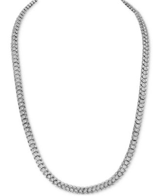 Cubic Zirconia Honeycomb Link 24" Necklace in Black IP Stainless Steel, Exclusively at Macy's 