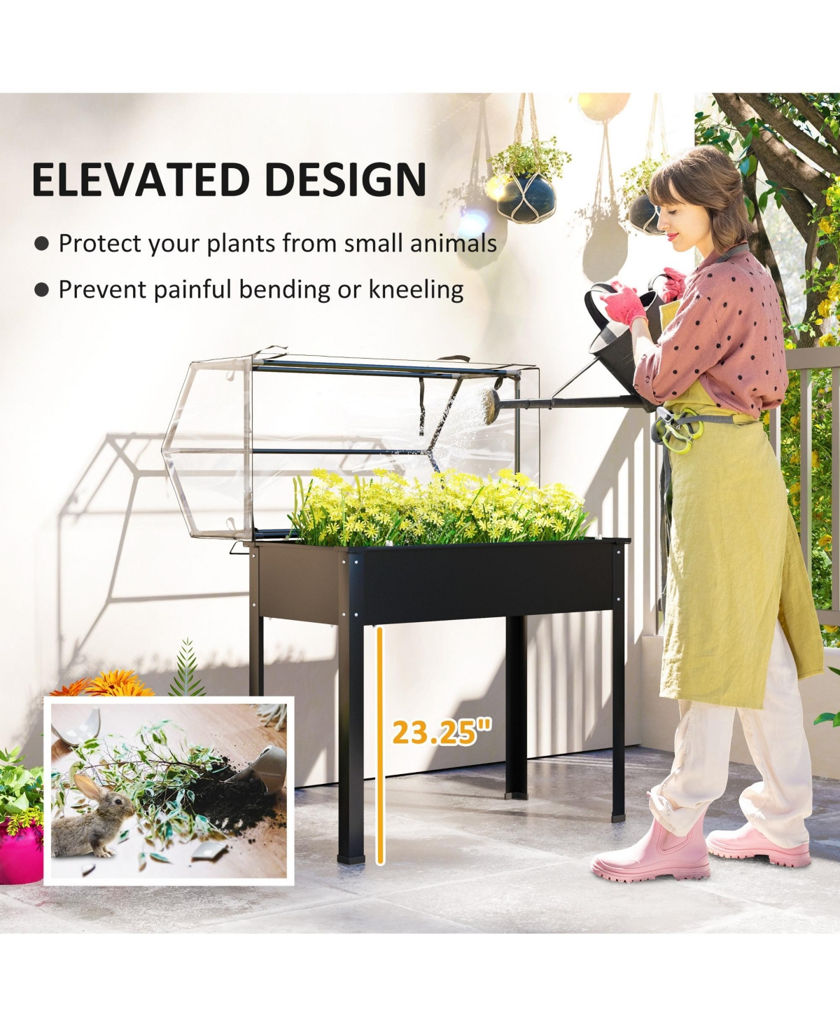 Outsunny Raised Garden Bed with house Cover,