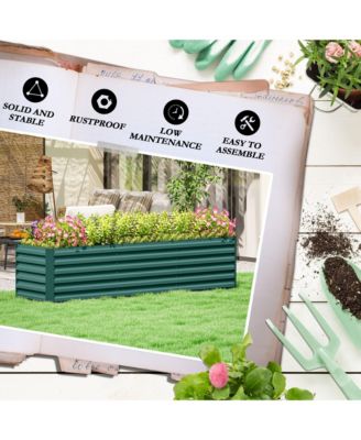 8x2x1ft Galvanized Raised Garden Bed Large Elevated Planter Box for Outdoor Gardening