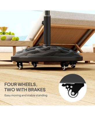 Round Patio Umbrella Base with Wheels, 44 lbs Resin Umbrella Sd