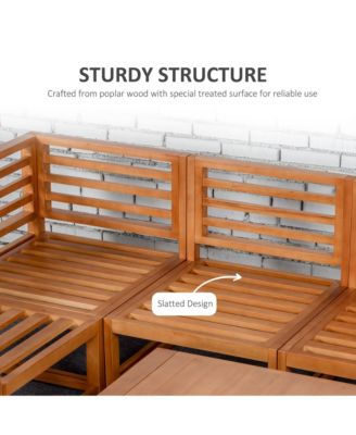 5pc Patio Furniture Set, Wood Sectional Sofa Cushions, Table,