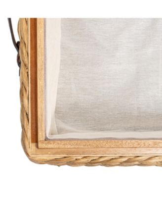 Chett 26.38&amp;#x22; Minimalist Hand-Woven Hyacinth/Wood Underbed Storage Bin with Wheels and Handles