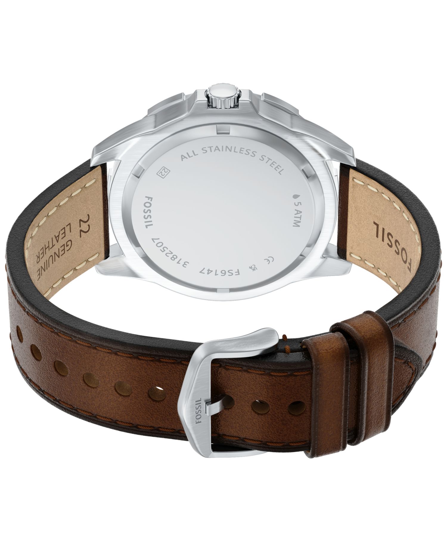 Men's Garrett Multifunction Brown Leather Watch, 44mm