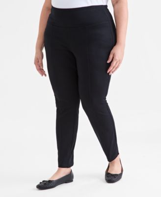 Plus Size Pull-On Pont&eacute; Knit Pants, Created for Macy's