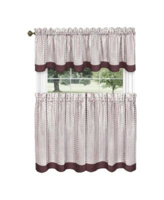 Farmhouse Striped Rod Pocket Cafe Kitchen Curtain Tier & Valance Set