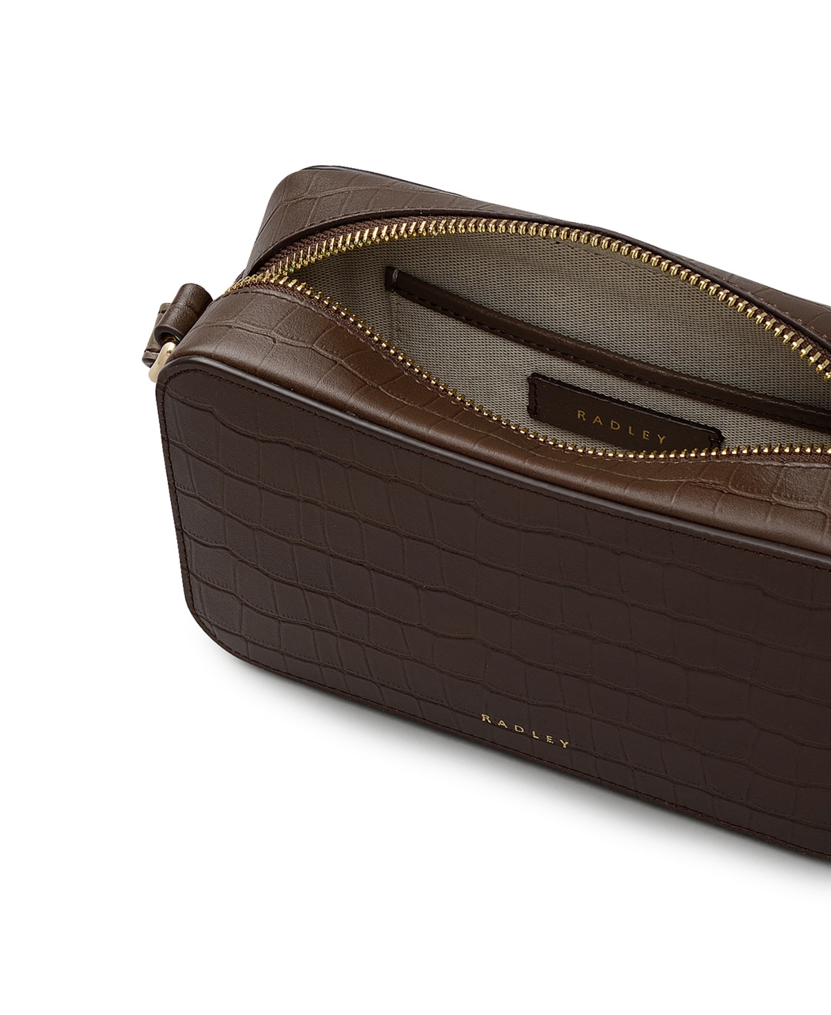 Radley London Beech Row Faux Croc Mini Zip Around Crossbody Bag In Brown