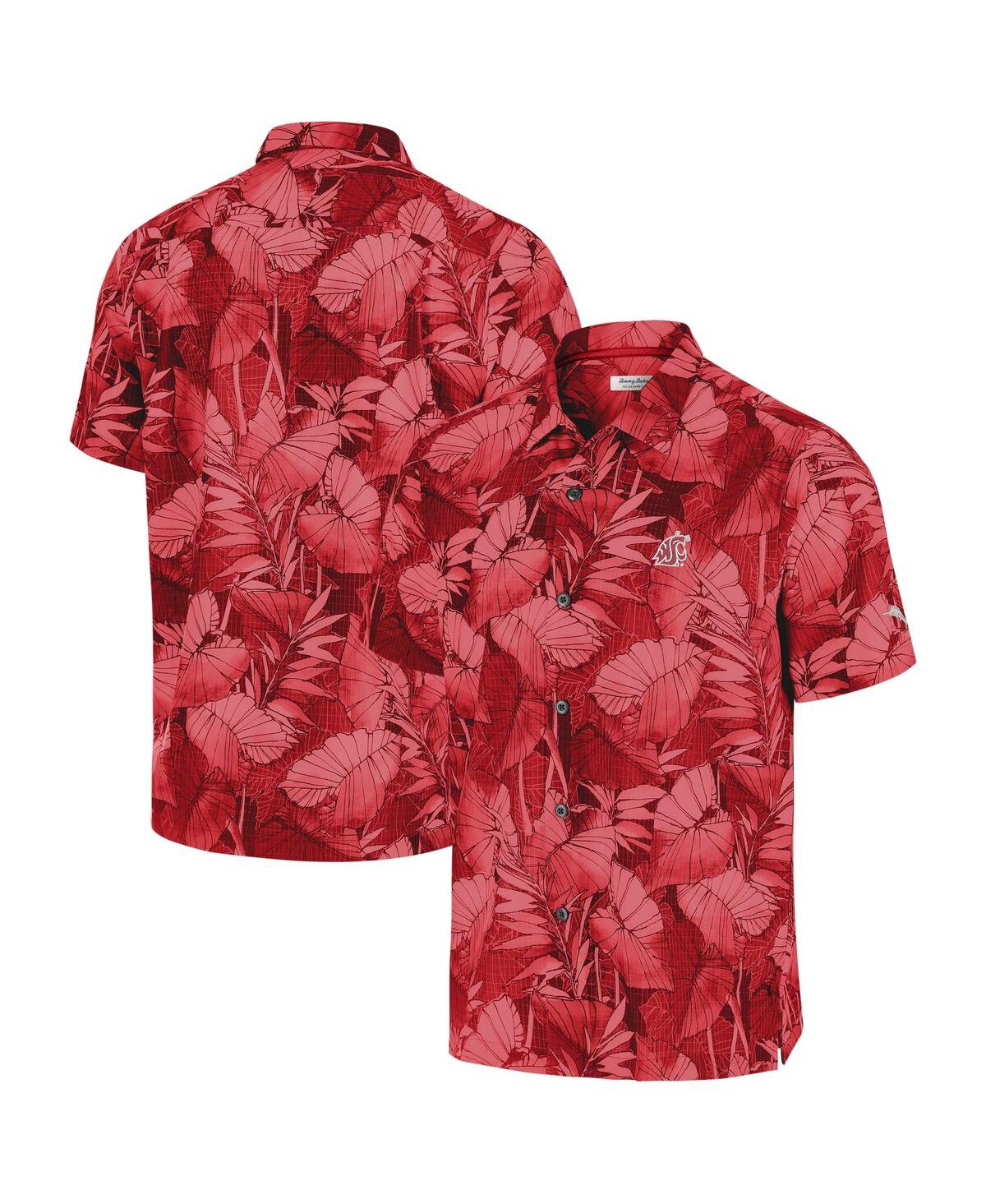 Men's Crimson Washington State Cougars Coast Nuevo Fronds Button-Up Shirt - Crimson