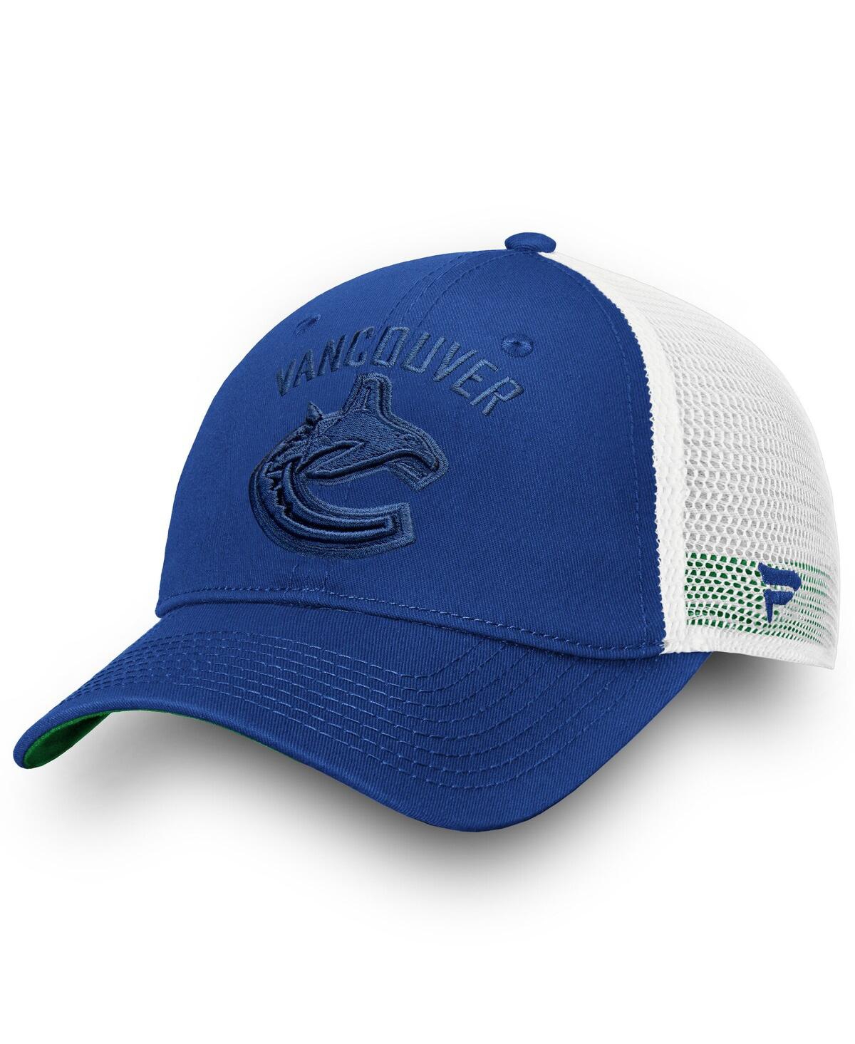 Women's Vancouver Canucks Blue/White Iconic Lockup Adjustable Trucker Hat - Blue, White
