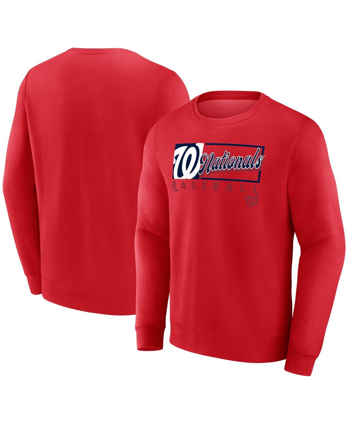 Men's Red Washington Nationals Focus Fleece Pullover Sweatshirt - Red