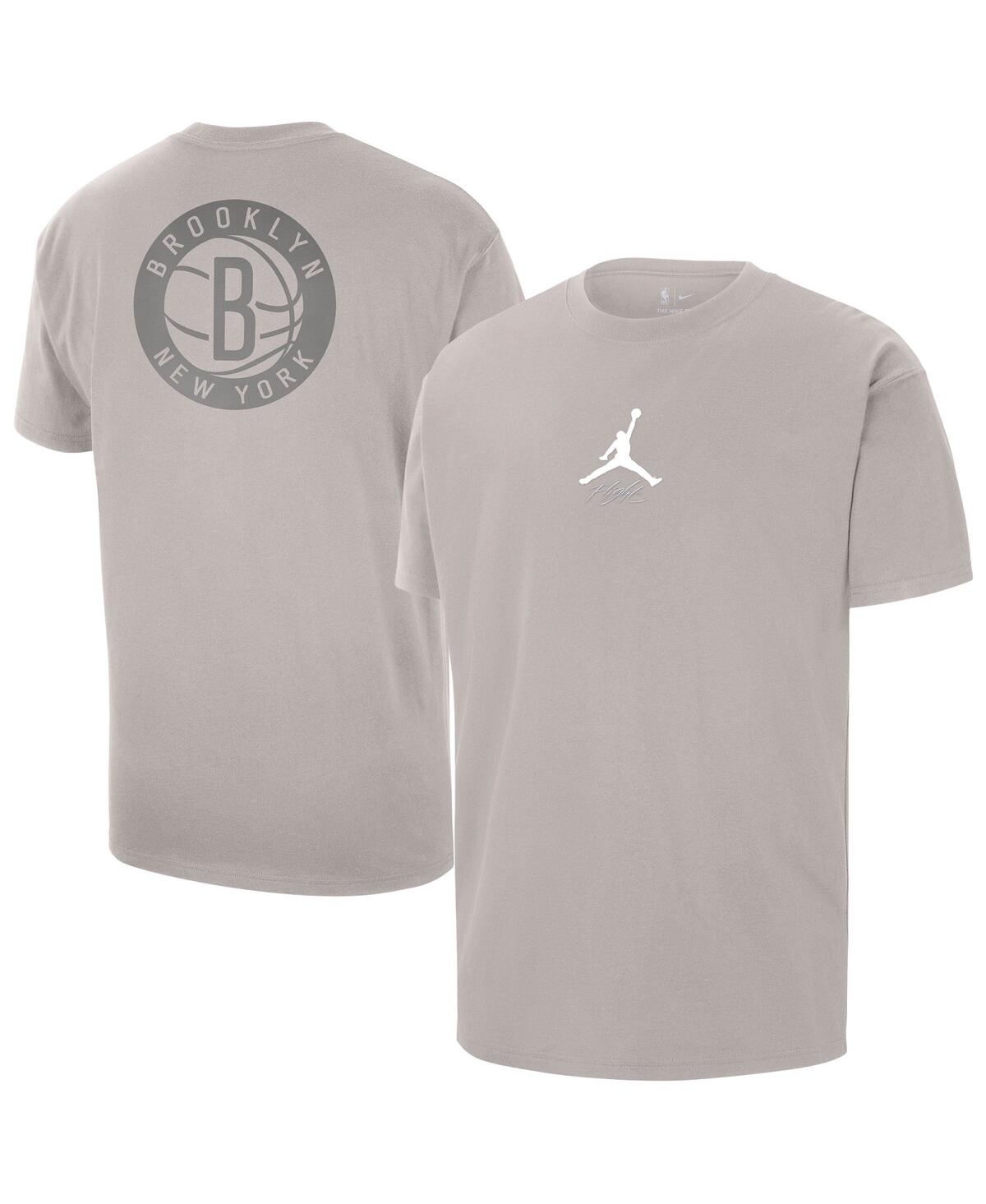 Men's Stone Brooklyn Nets Statement Edition Jumpman Flight Heavyweight T-Shirt - Stone