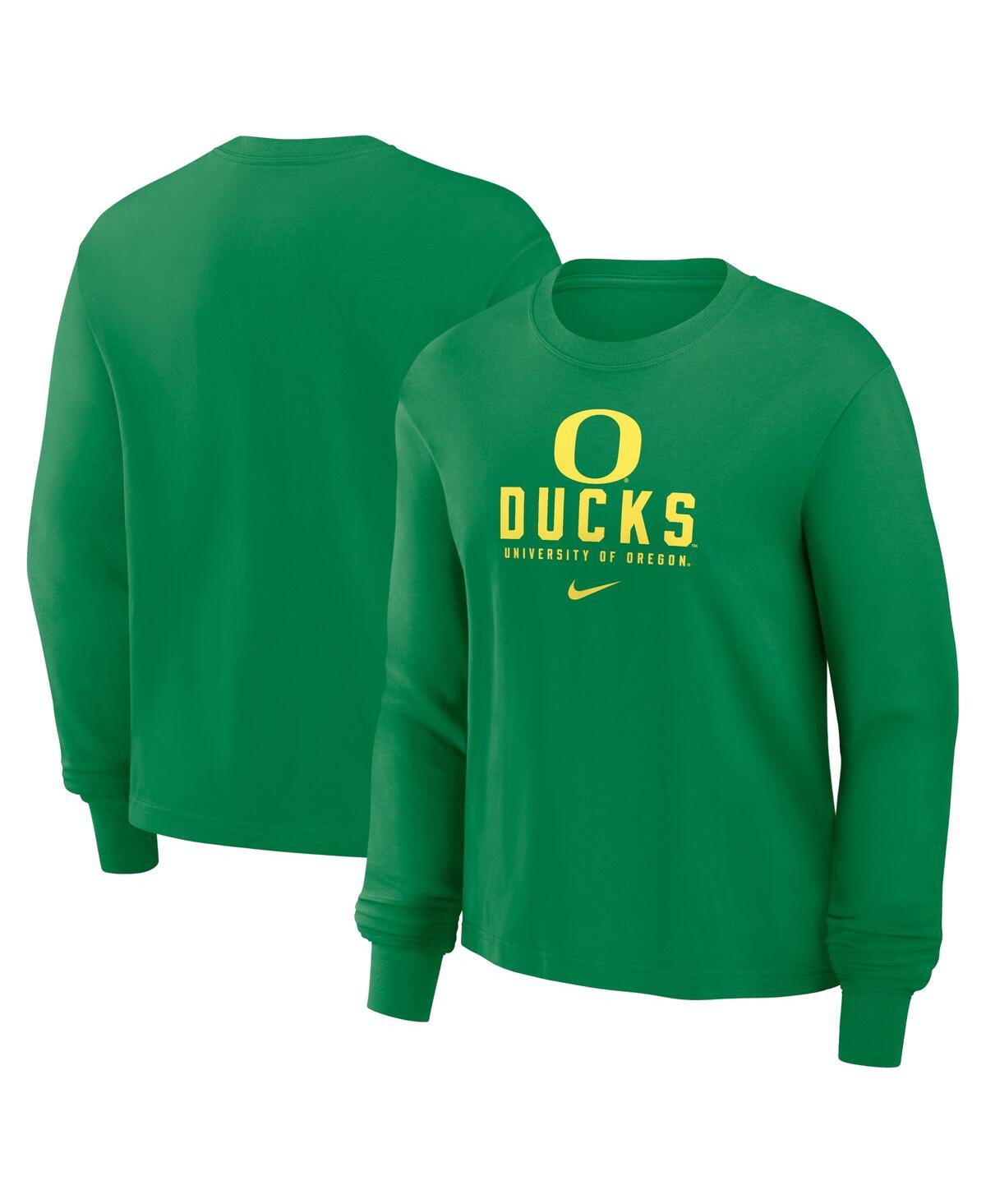 Women's Green Oregon Ducks Primetime University Boxy Long Sleeve T-Shirt - Green