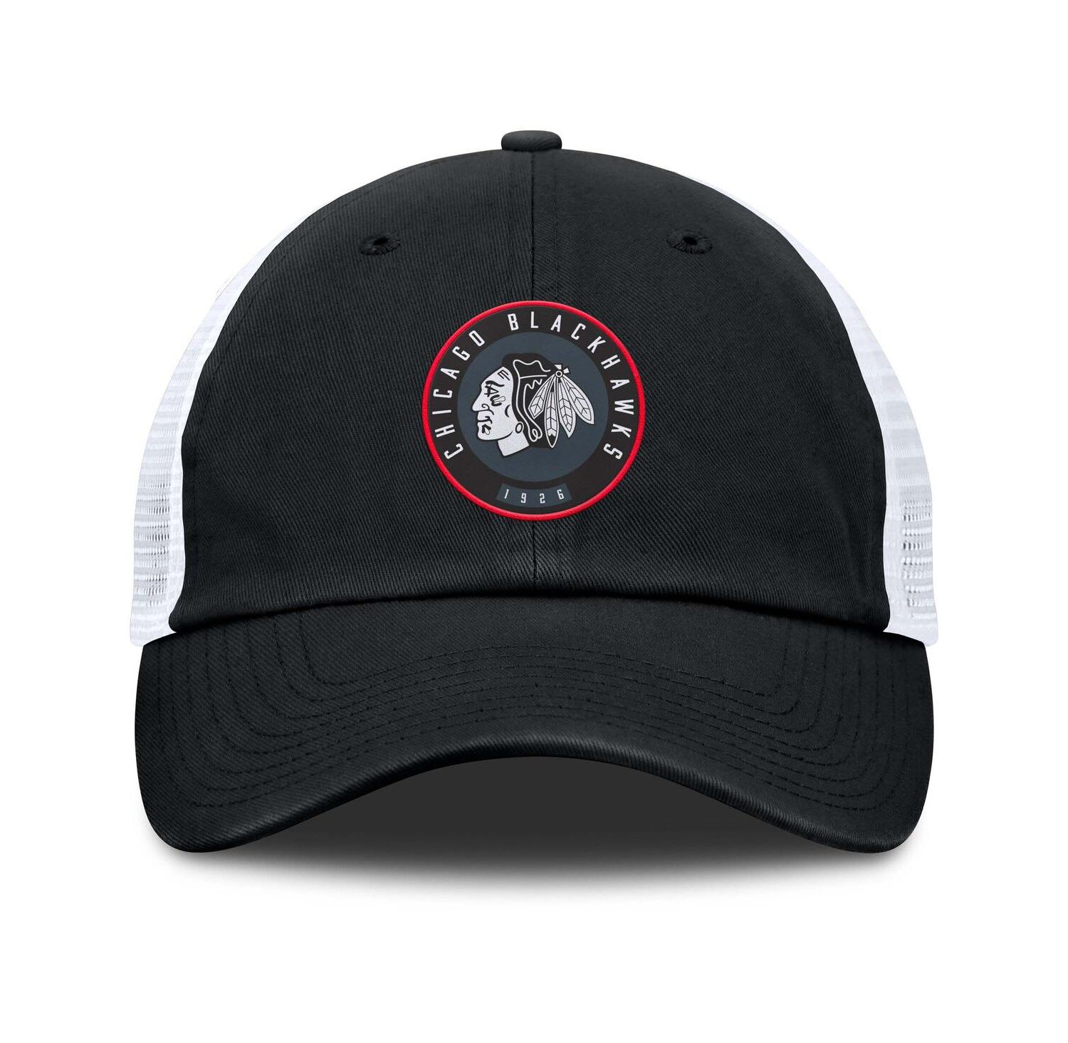 Men's Black/White Chicago Blackhawks Averie Trucker Adjustable Hat