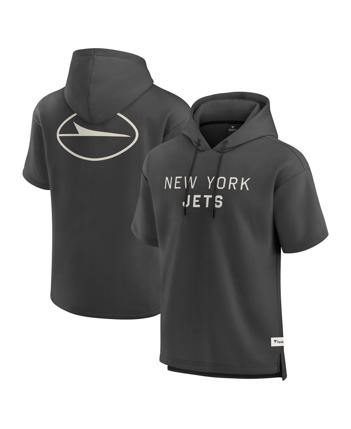 Men's Charcoal New York Jets Elements Future Ground Lettering Short Sleeve Pullover Hoodie - Charcoal