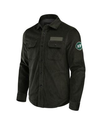 Men's Dark Green New York Jets Corduroy Full-Button Shacket