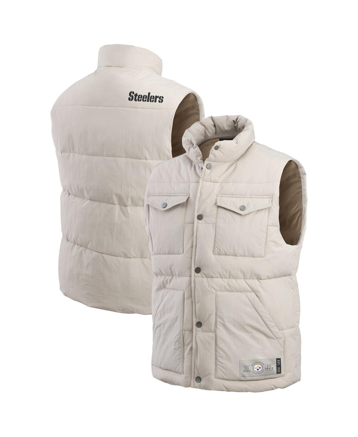 Men's Cream Pittsburgh Steelers Puffer Full-Snap Vest - Cream