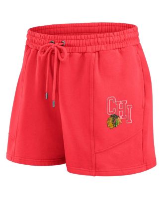 Women's 2-Piece Red Chicago Blackhawks Washed Fleece Sweatshirt and Shorts Lounge Set