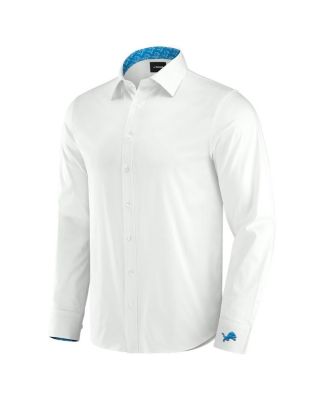 Men's White Detroit Lions Man-In-Motion Long Sleeve Button-Up Dress Shirt