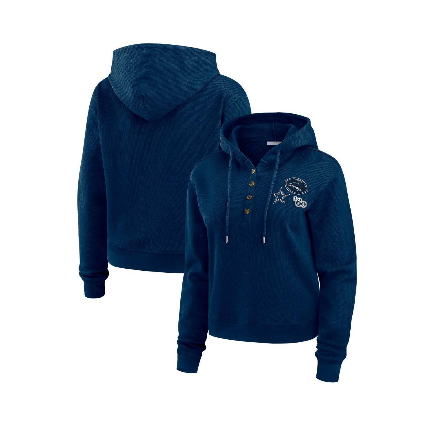 Women's Navy Dallas Cowboys Waffle Hoodie Pullover Top