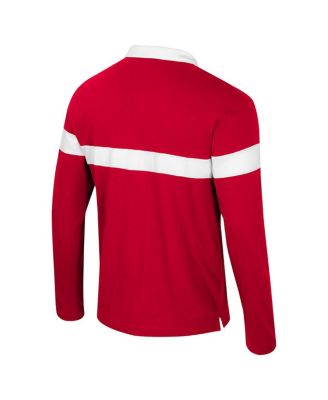 Men's Scarlet Nebraska Huskers Too Cool For School Long Sleeve Polo Shirt