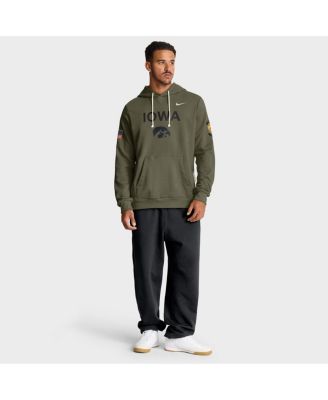 Men's Olive Iowa Hawkeyes 2025 Military Appreciation Performance Pullover Hoodie