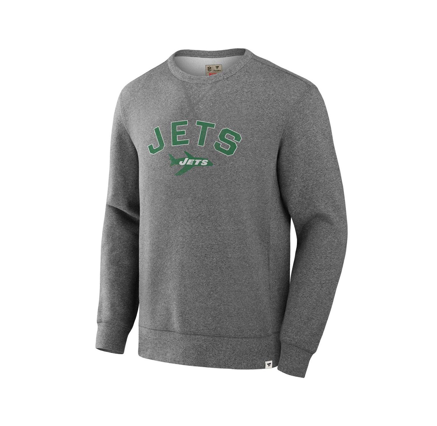 Men's Heather Gray New York Jets Loop Terry Pullover Sweatshirt