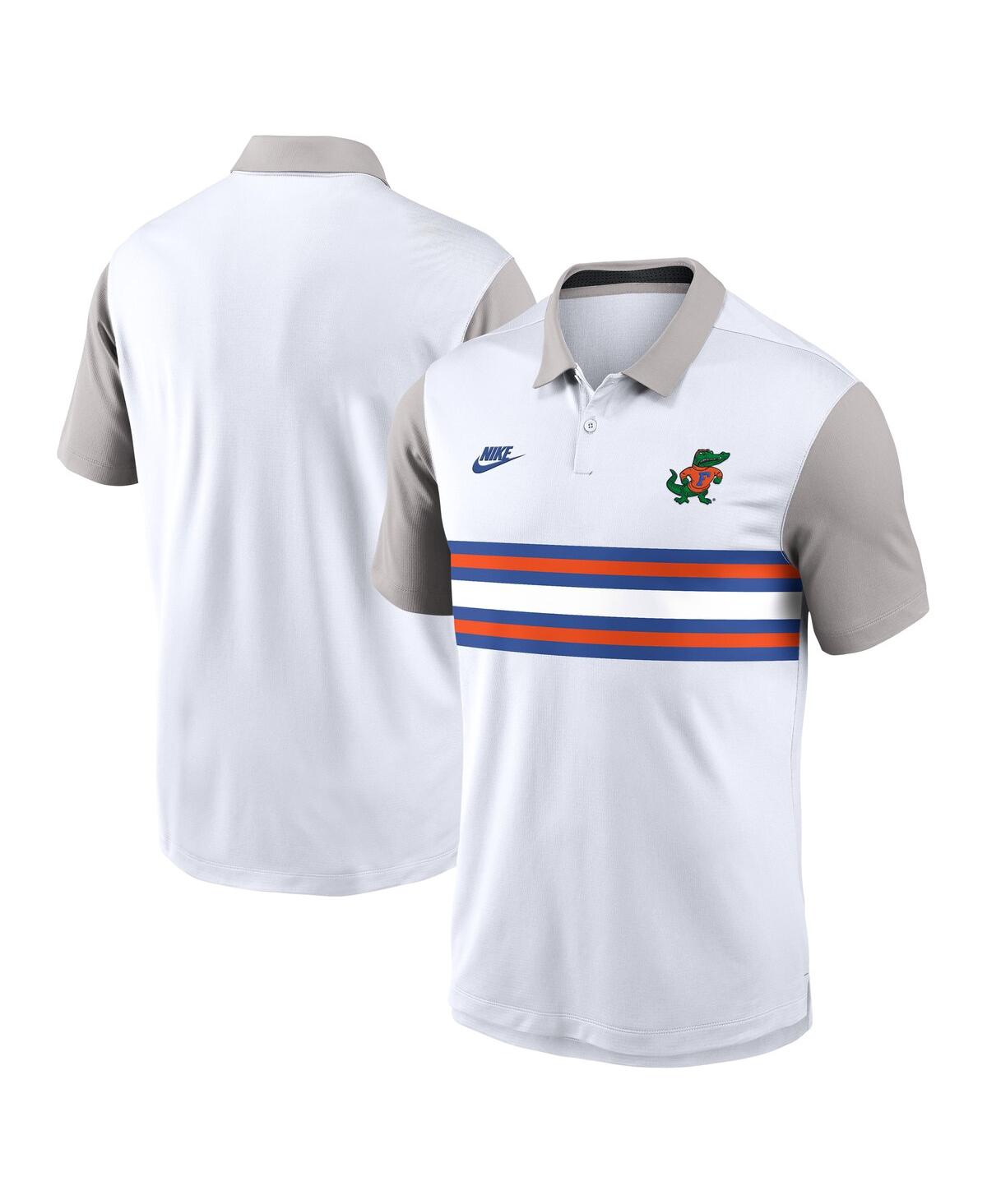 Men's White/Gray Florida Gators Athletic Prep Legacy Logo Vapor Performance Polo Shirt - White, Gray