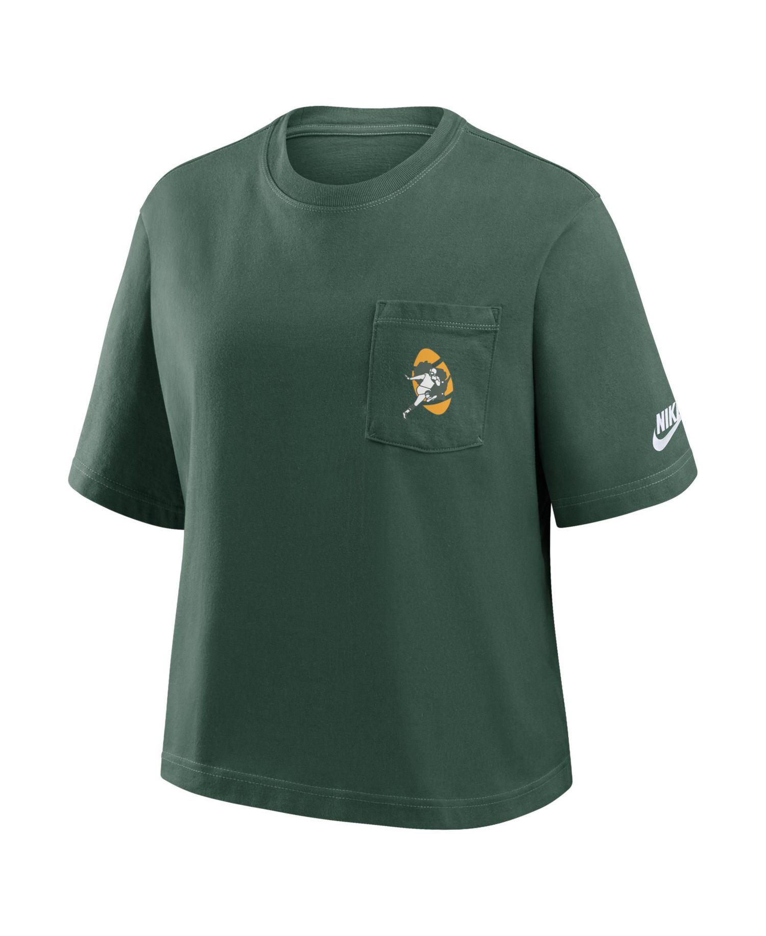 Women's Green Green Bay Packers Rewind Pocket Boxy T-Shirt