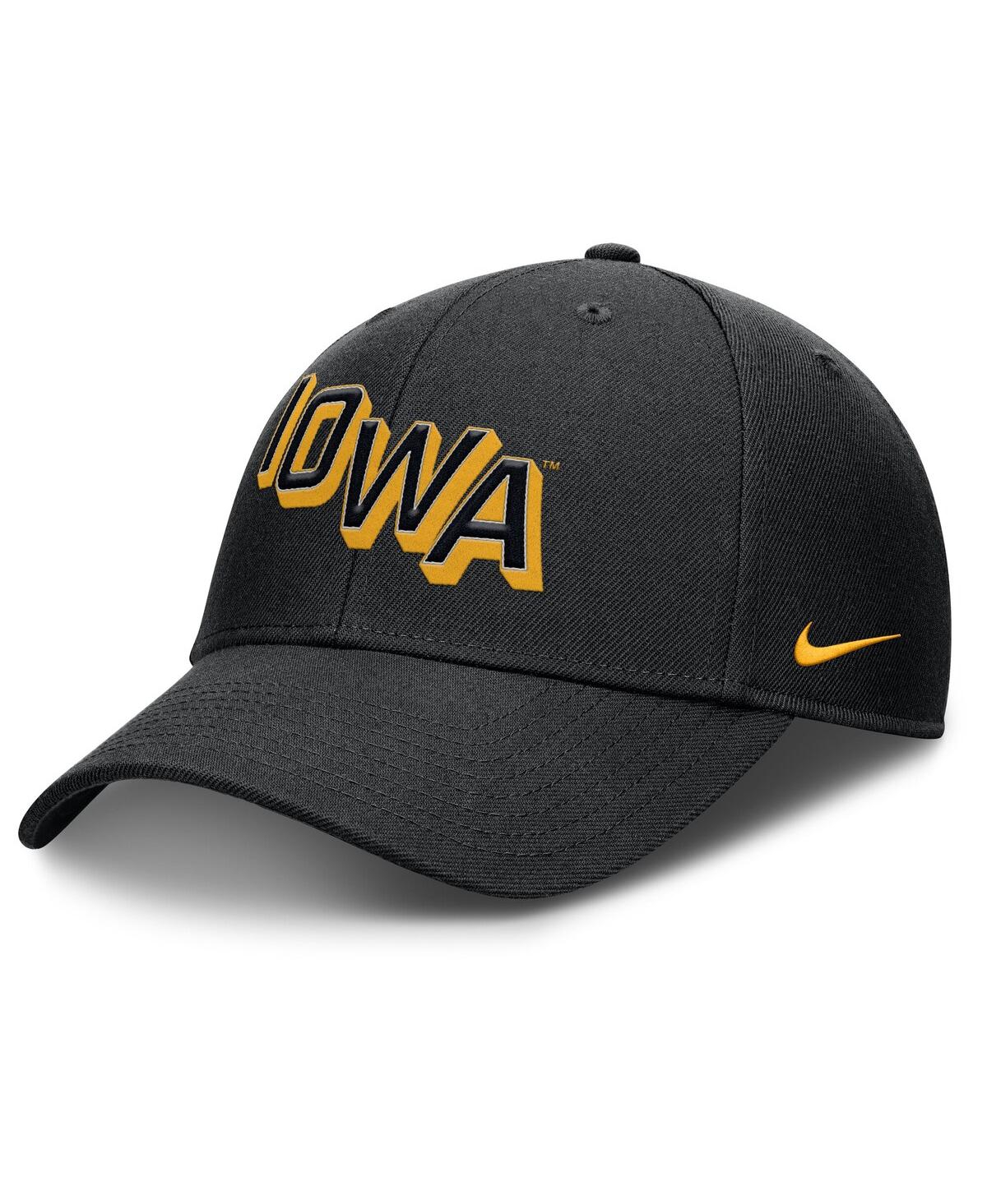 Nike Men's Black Iowa Hawkeyes Slanted Primetime Rise Performance Adjustable Hat In Black