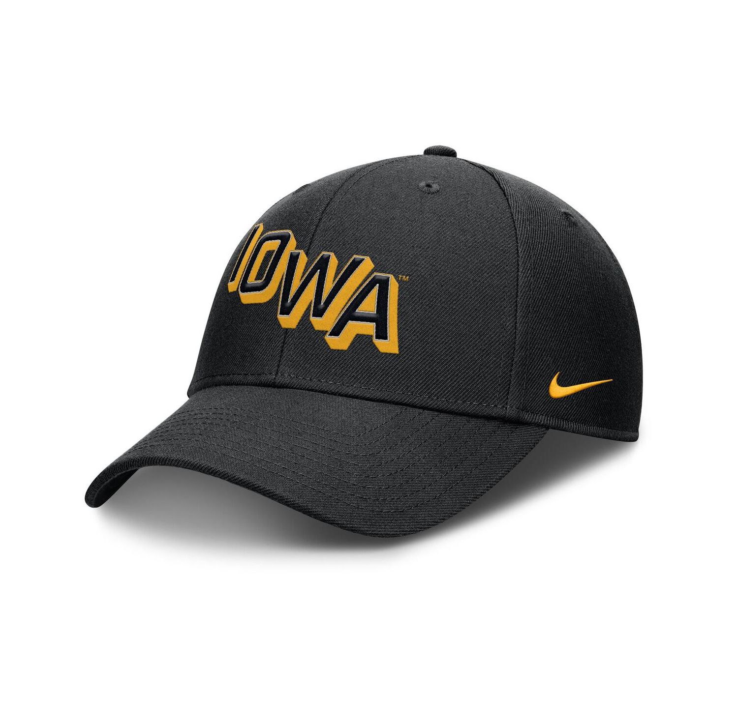 Men's Black Iowa Hawkeyes Slanted Primetime Rise Performance Adjustable Hat