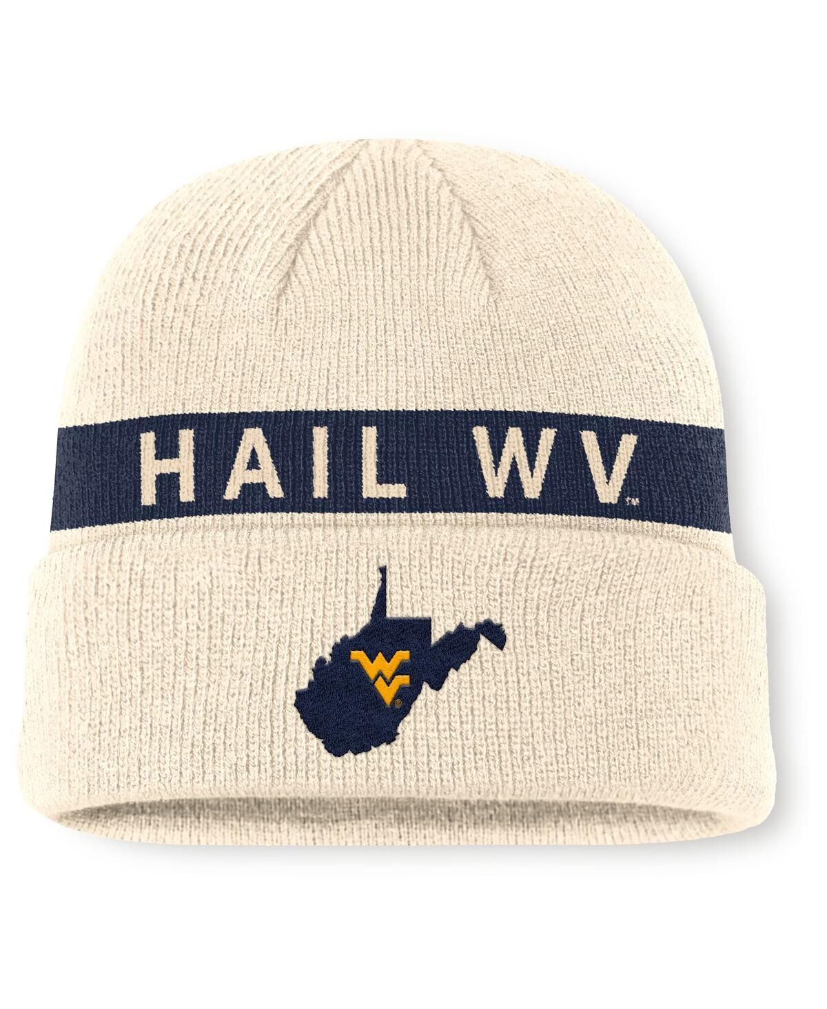 Мужская натуральная вязаная шапка с манжетами West Virginia Mountaineers Peak Prime Time Utility