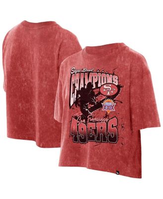New Era - Women's Scarlet San Francisco 49ers Cropped Boxy Sport Classics Mineral Wash T-Shirt