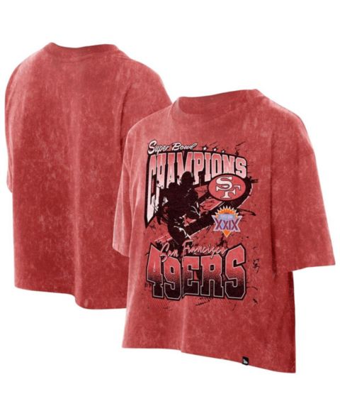 Женская футболка New Era Scarlet San Francisco 49ers Cropped Boxy Sport Classics Mineral Wash