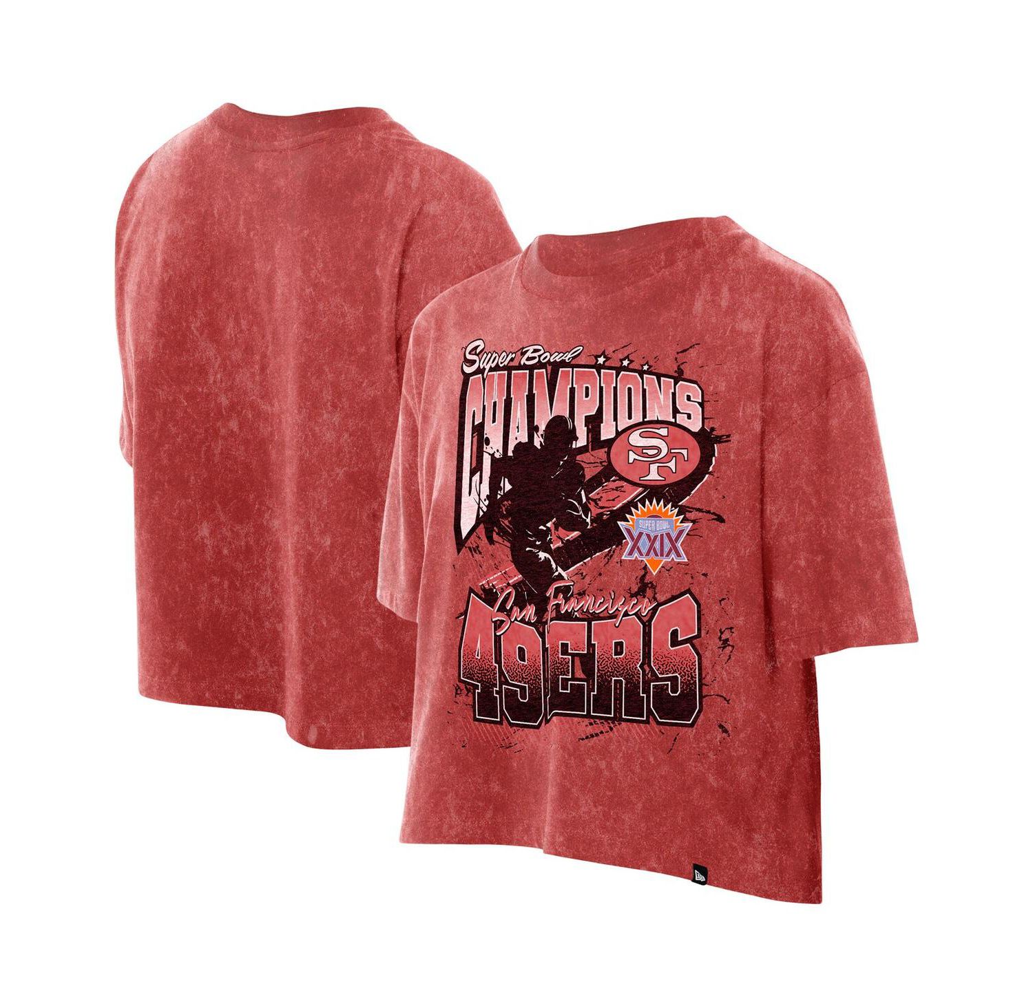 Women's Scarlet San Francisco 49ers Cropped Boxy Sport Classics Mineral Wash T-Shirt