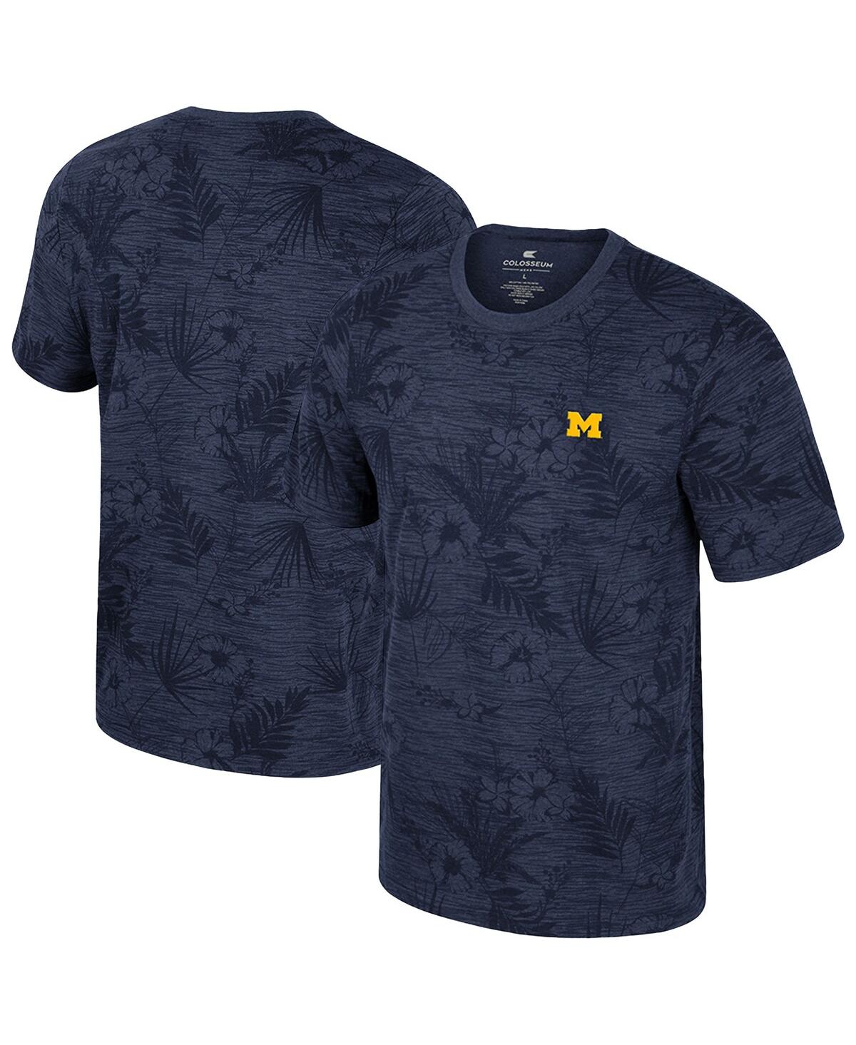 Men's Navy Michigan Wolverines Floral Printed T-Shirt - Navy
