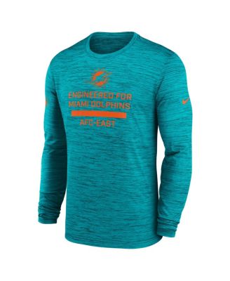 Men's Aqua Miami Dolphins Sideline Velocity Performance Long Sleeve T-Shirt