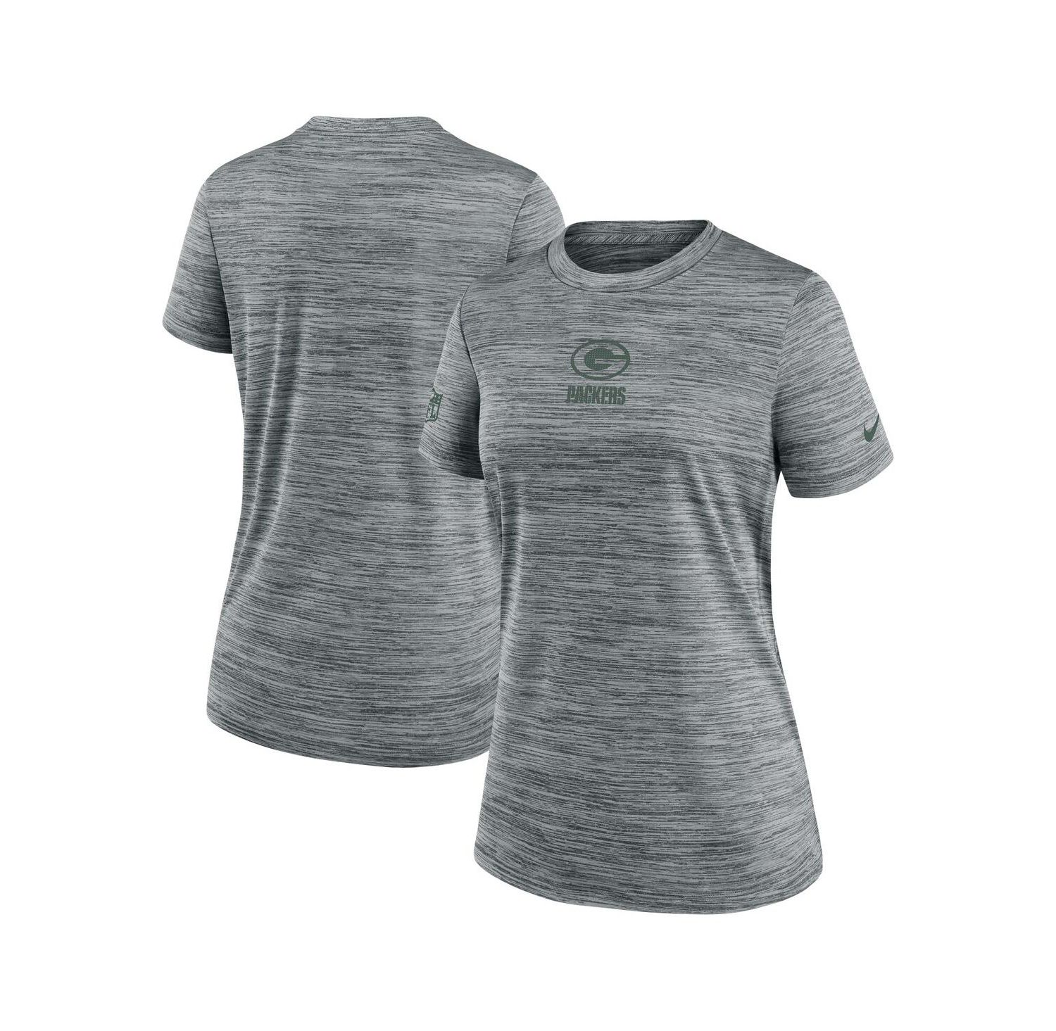 Women's Gray Green Bay Packers Sideline Velocity Performance T-Shirt