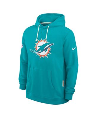 Men's Aqua Miami Dolphins Sideline Initial Home Performance Pullover Hoodie